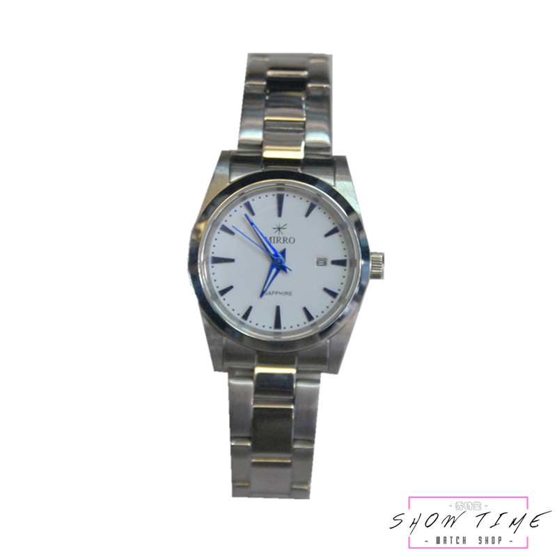 MIRRO 實用 防水 藍寶石抗刮水晶玻璃 日期顯示 腕錶-鋼帶/白面銀 6960L-23615 [ 秀時堂 ]