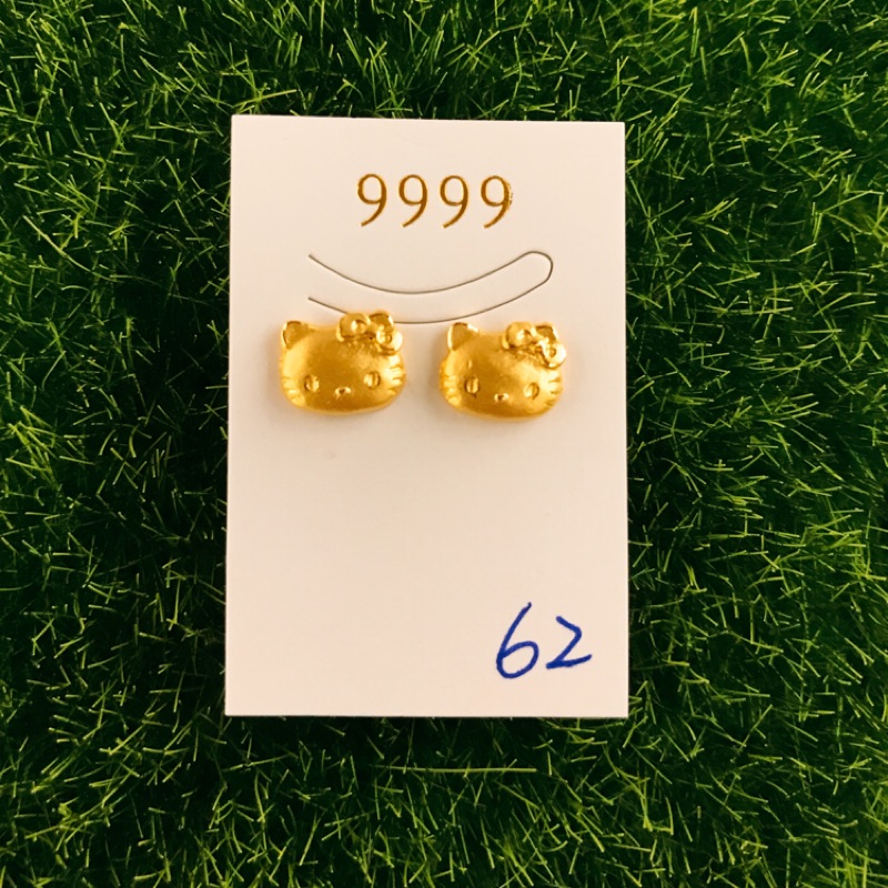 景福珠寶銀樓✨純金✨黃金耳環 kitty 可愛貓 造型 耳環 9999純金