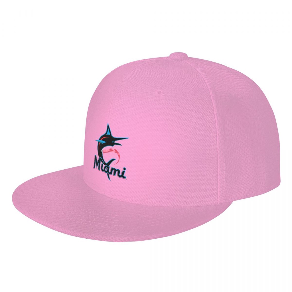 Miami Marlins Logo MLB 平帽遮陽帽 印花鴨舌帽太陽帽 帽子 板帽 嘻哈街舞帽 平沿帽 潮帽 平簷撞