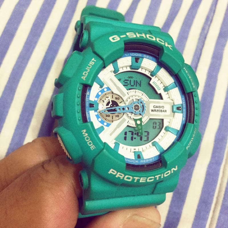 湖水綠 G-Shock 8成新⋯^_^如圖片實際拍攝