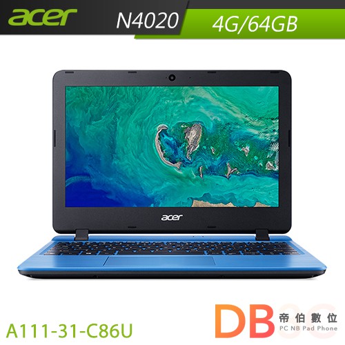 ACER A111-31-C86U 藍色 11.6吋 筆電(N4020/4GB/64G EMMC/Win10)