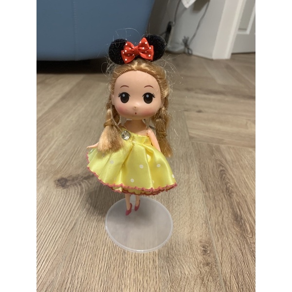 可愛迪士尼髮箍公主娃娃附支架可以展示