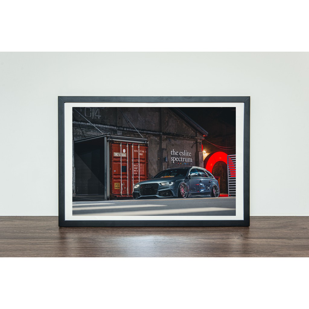 24吋畫廊級奧迪Audi S4 Avant 藝術相框、海報掛畫 (旅行車、輪框、定風翼、寬體大包、氣壓避震、RS4)