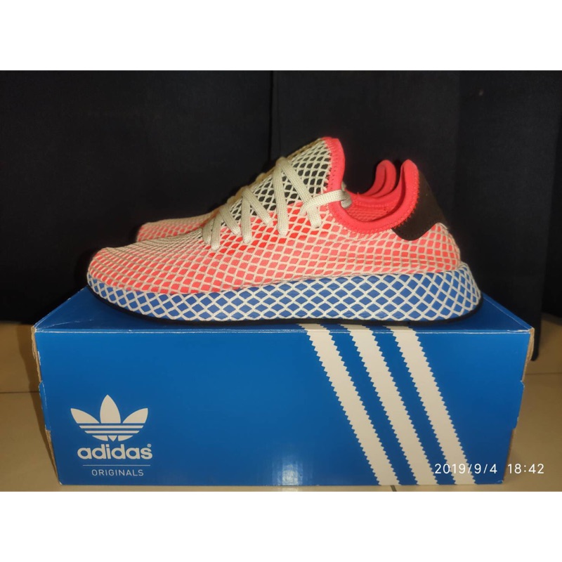 DOT聚點 Adidas Deerupt Runner W 紅藍白 網狀 輕量休閒慢跑女鞋