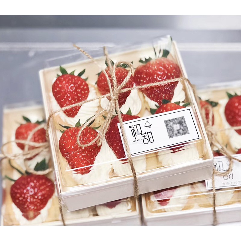 ☀孟玥購物☀4吋 巴斯克 抱抱捲盒子 草莓蛋糕盒  蛋糕盒 蛋黃酥 木盒 木質蛋糕盒 高質感木質盒子 包裝盒
