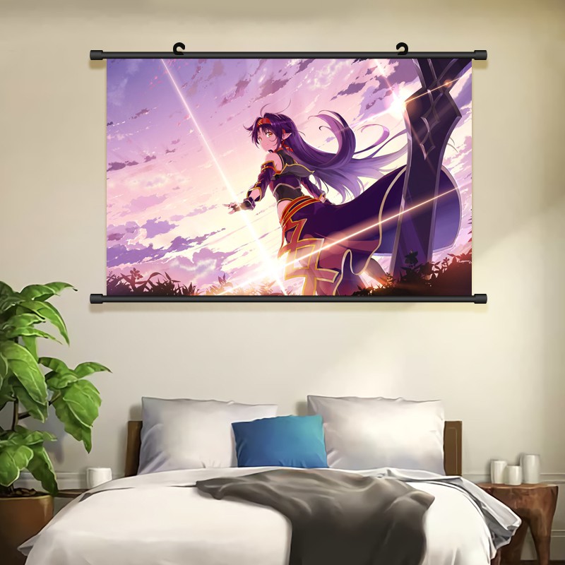 Psd 動漫刀劍神域掛畫定制尤吉歐愛桐人麗絲亞絲娜海報貼紙壁紙卡通 蝦皮購物