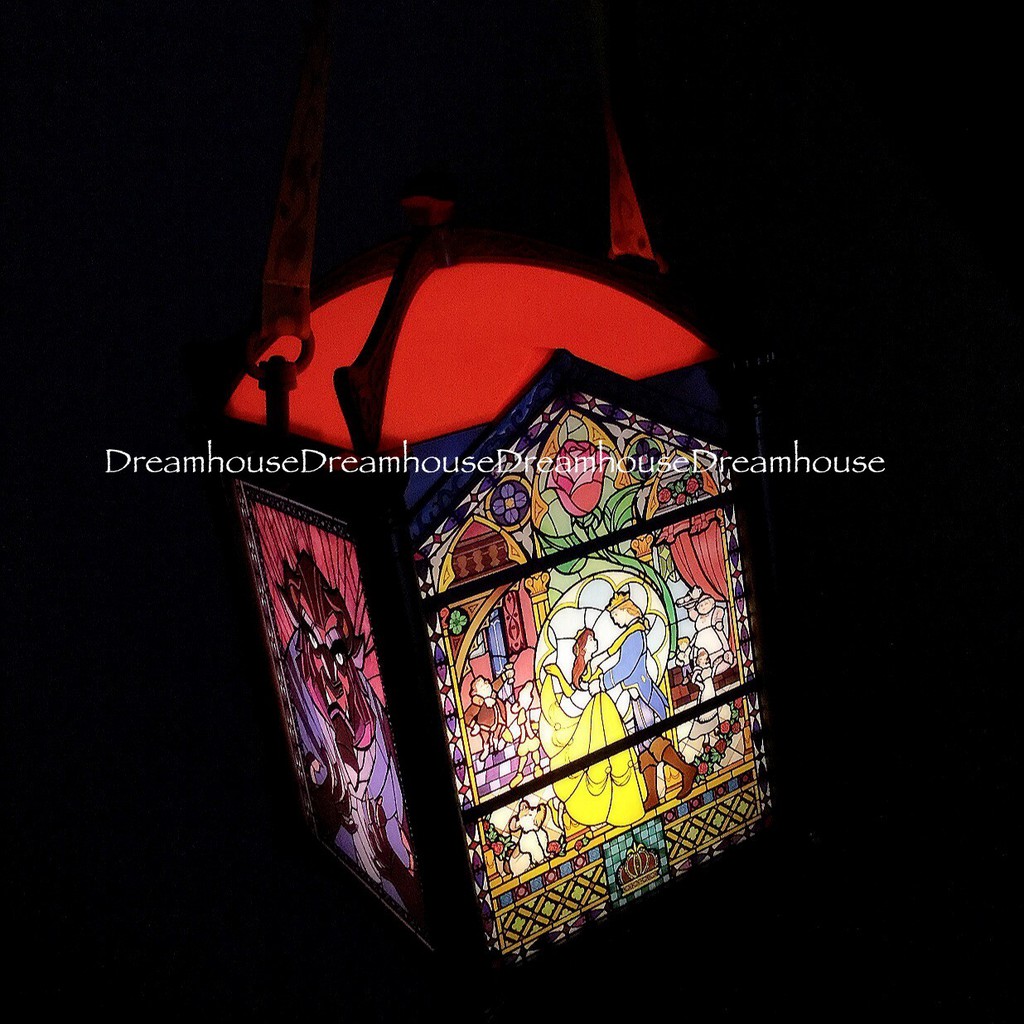 東京迪士尼 美女與野獸 貝兒 玫瑰花 發光 發亮 燈飾 擺飾 爆米花桶 收納桶
