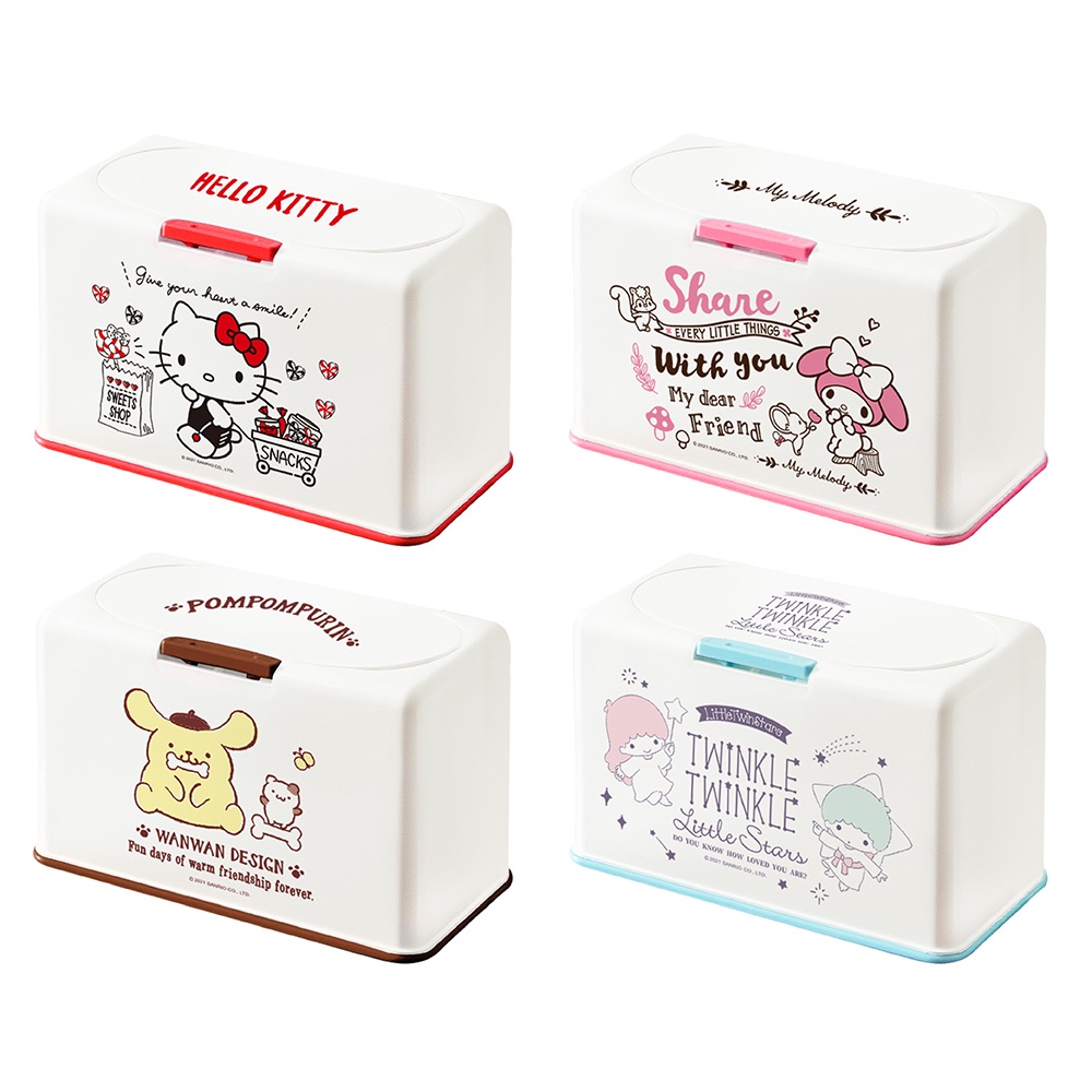 Sanrio 三麗鷗 口罩收納盒 衛生紙盒 濕紙巾盒  塑膠收納【網狐家居】Kitty/美樂蒂/布丁狗/雙子星