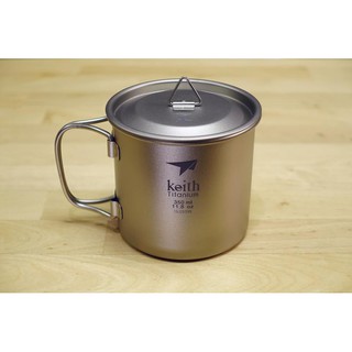 Keith 鎧斯鈦 Ti3240 超輕雙把手純鈦摺疊付蓋鈦杯350ml