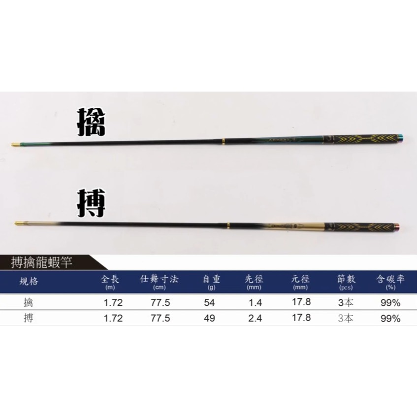 【鄭哥釣具】TSUEN CHEN 寸真 搏 / 擒 手持版 池釣龍蝦竿 4.7尺 / 5.7尺 釣龍蝦 2zoom 設計