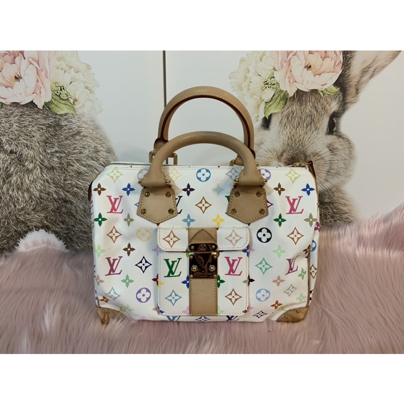 全新絕版LV Speedy 30村上隆白彩波士頓包