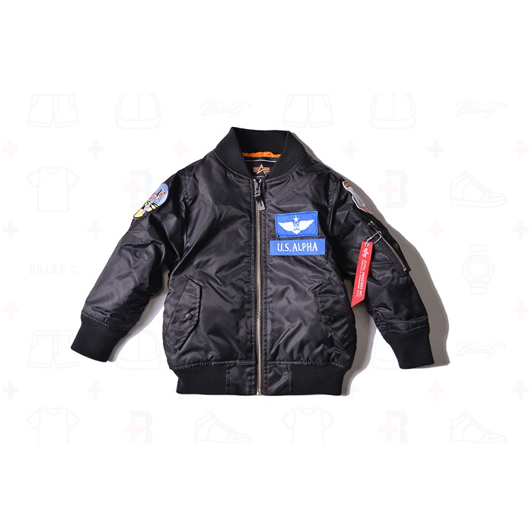 【Brand T】日版 ALPHA INDUSTRIES KIDS PATCH MA-1 黑色*貼布*兒童款*飛行外套