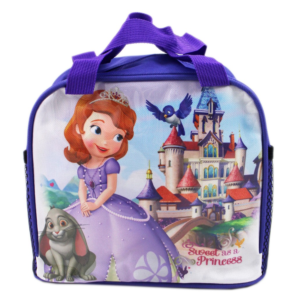 卡漫城 - 蘇菲亞 便當袋 紫 ㊣版 手提袋 拉鍊式 餐袋 迪士尼 小公主 Sofia 兔子Clover 水壺