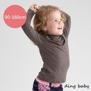 【ding baby】小丁婦幼兒童發熱衣-長袖高領-灰/白(90-160cm) 專利德絨 小丁婦幼