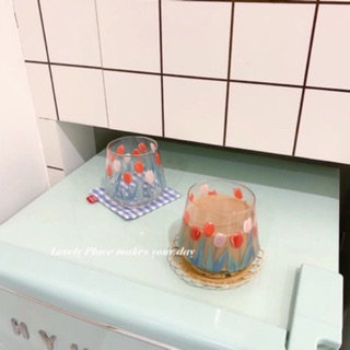 現貨特惠價🌷歐膩的鬱金香杯/韓國ins 咖啡廳必備 咖啡杯 玻璃杯 拍照道具 拍攝道具 居家擺設 生日禮物 文創設計