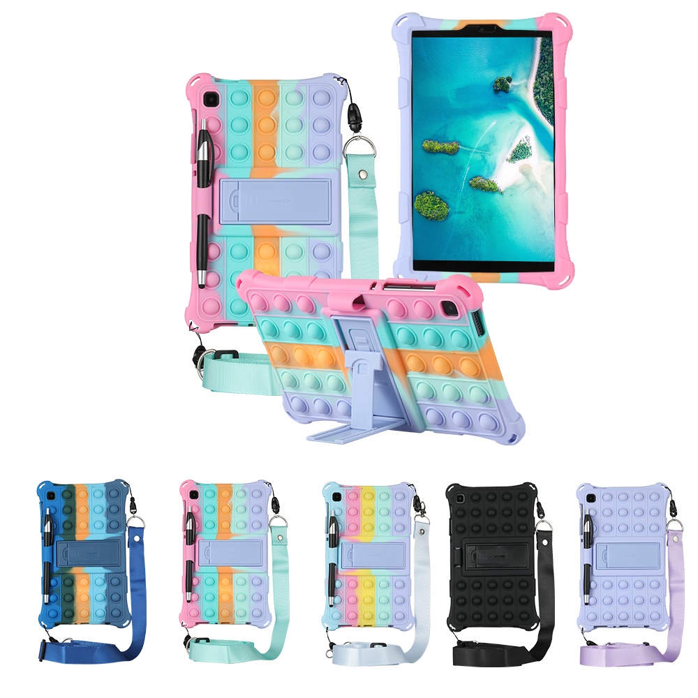 SAMSUNG 三星 Galaxy Tab A7 Lite SM-T225 T220 8.7 英寸兒童矽膠套帶肩帶+手寫