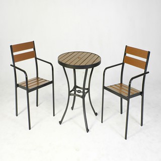 【FU22-C】 70cm鋁合金塑木圓桌椅組-B
