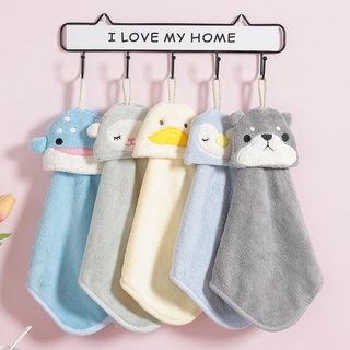 💖小橙子💖現貨可愛動物造型毛巾 動物造型擦手巾 小方巾 珊瑚絨 吸水擦手巾 擦手布 可收納擦手巾 可掛式擦手巾