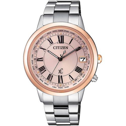 CITIZEN xC 星辰 亞洲限定 鈦金屬光動能電波女錶(櫻花粉/36mm) CB1106-51W