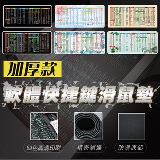 【隔日到貨免運費！加厚3MM更舒適 防滑底部】快捷鍵滑鼠桌墊 超大滑鼠墊 美工美圖 軟體快速鍵 快捷鍵滑鼠墊 防水滑鼠墊