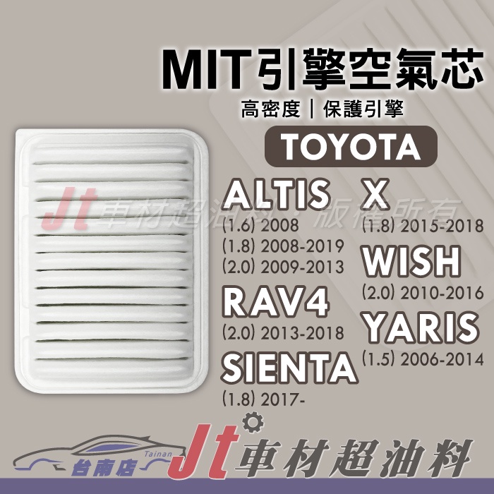 Jt車材 台南店 豐田 TOYOTA  ALTIS X RAV 4 SIENTA WISH YARIS 引擎空氣芯