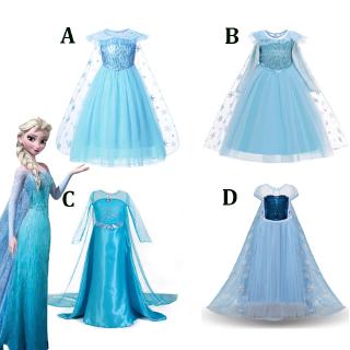 冰雪奇緣 2 Elsa Anna Cosplay 連衣裙 Princess Elsa 萬聖節服裝藍色禮服花式套裝