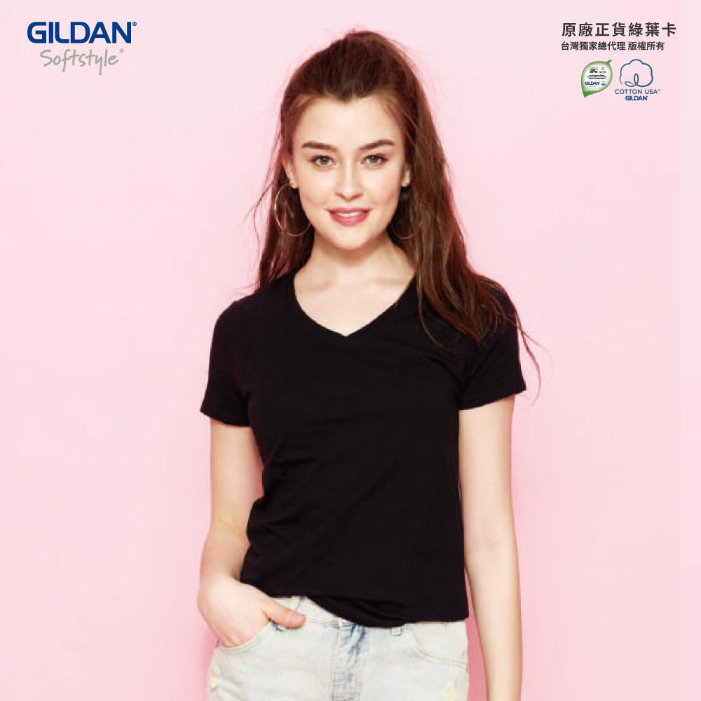 【官方直送】Gildan   吉爾登   63V00L   亞規輕質感V領女T恤   美國進口