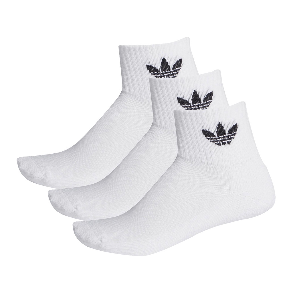 adidas 襪子 Mid-Cut Crew Socks 3雙入 白 黑 三葉草 運動襪 愛迪達【ACS】 FT8529