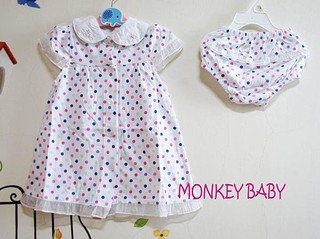 【MONKEY BABY 】外貿品牌點點蕾絲洋裝+內褲2件組質料超好推薦