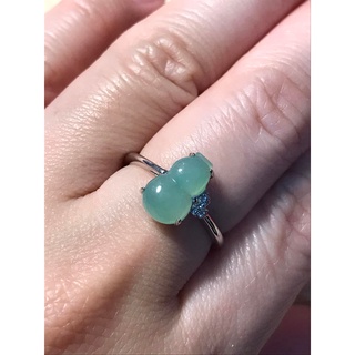 天然A貨翡翠 冰糯 晴底 油清 葫蘆 s925銀 女戒 翡翠戒指 【琪臻珠寶 Qi-Zhen Jewelry】