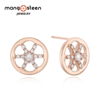 【Mango steen】Earrings韓國午夜時分時尚玫金S925純銀鏤空款耳環-閃耀白/MJ0004S-ERGW/