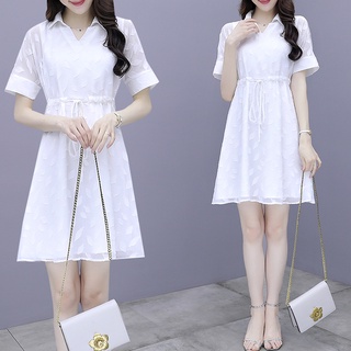 愛依依 洋裝 連身裙 顯瘦S-XL新款短款白色雪紡襯衫女溫柔風小個子仙女短裙T302-6022.