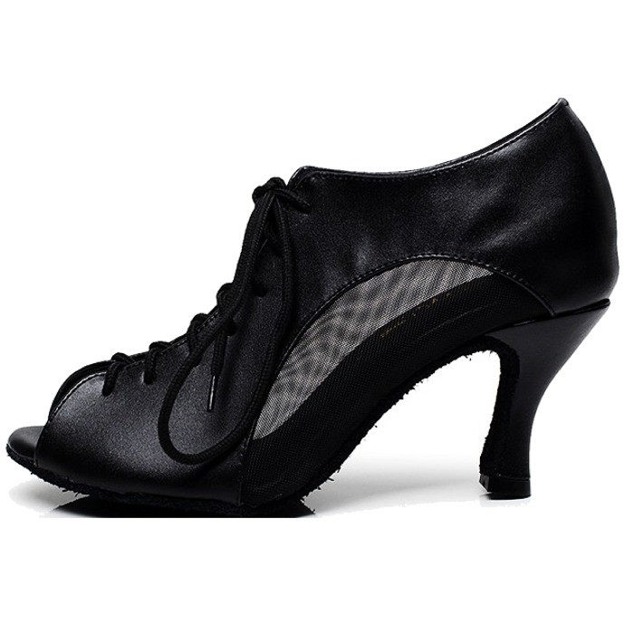 5Cgo525063413251黑色仿皮質拉丁舞鞋女成人高跟綁帶交誼廣場舞蹈跳舞涼鞋高跟鞋7.5cn運動鞋室內毛底鞋