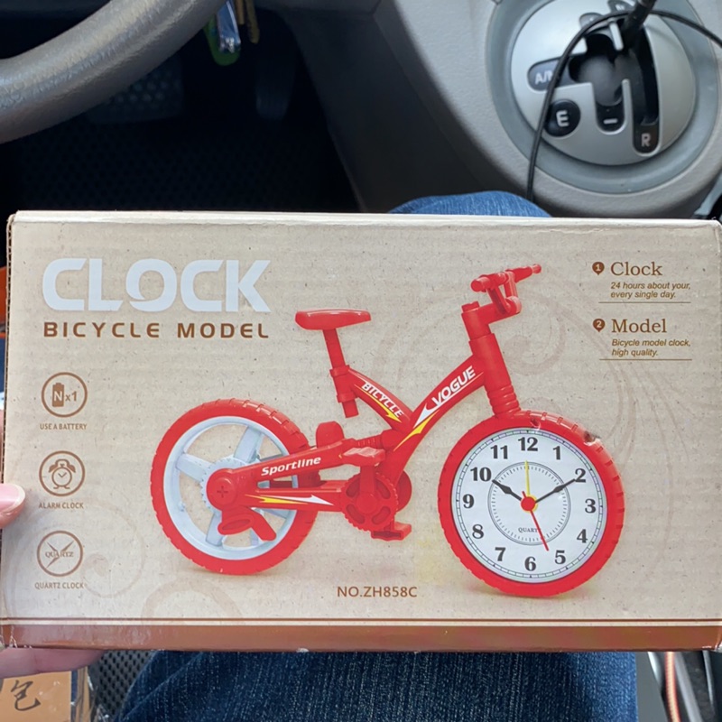 腳踏車造型時鐘（白色）