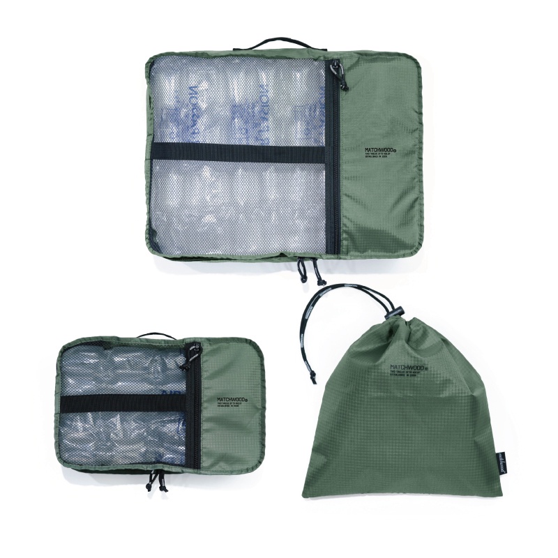 Matchwood New Travel Storage Bag 旅行衣物行李收納袋三件組 軍綠款 官方賣場
