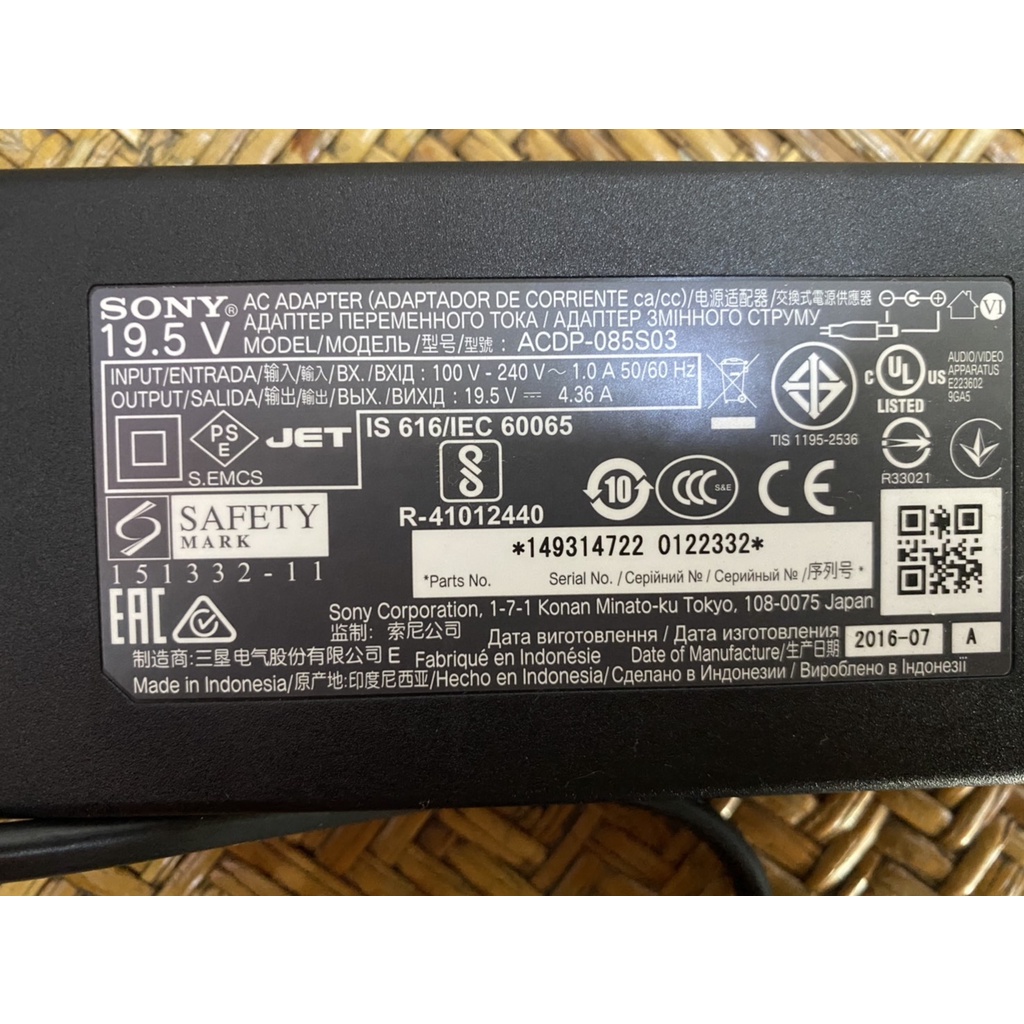 ^^華津電腦^^SONY 19.5V 4.36A 液晶電視變壓器 原廠 二手良品 岡山店面可自取