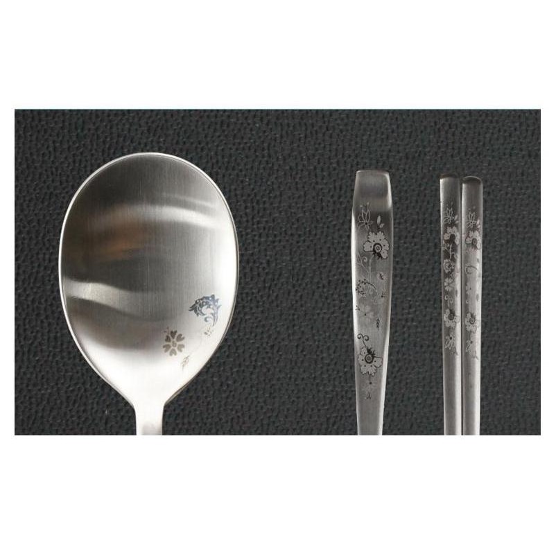 韓國原裝錦鏽銀花18-10不銹鋼實心扁筷勺