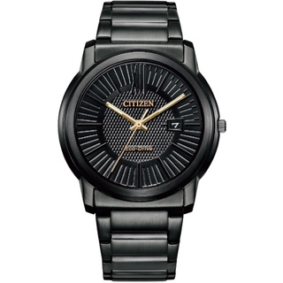 CITIZEN 星辰 AW1217-83E 時尚造型格紋光動能腕錶/黑麵/42mm