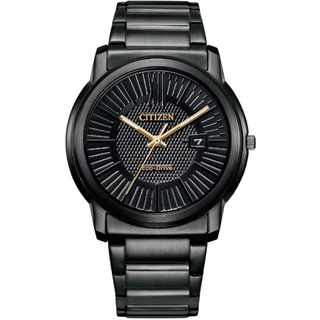 CITIZEN 星辰 AW1217-83E 時尚造型格紋光動能腕錶/黑面/42mm