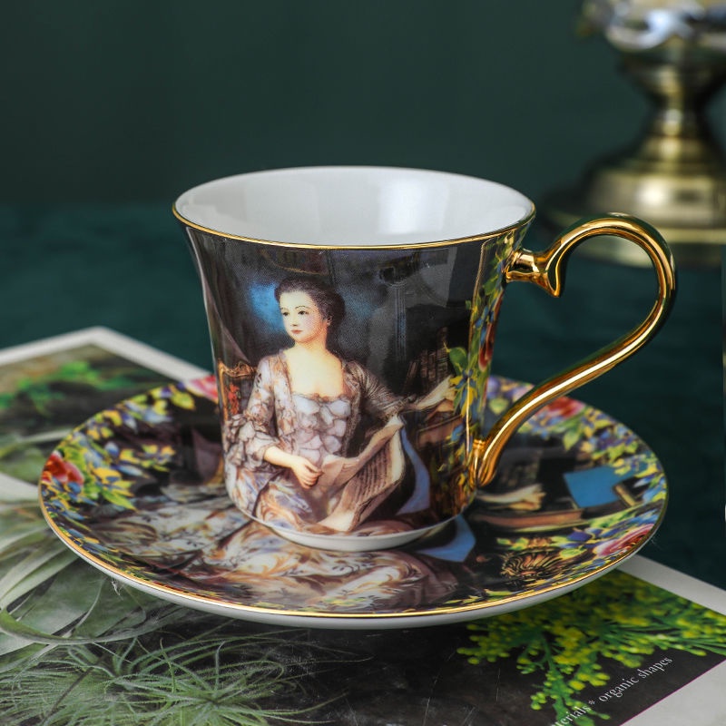 ∈☑咖啡杯小精致套裝陶瓷出口英式下午茶杯骨瓷金色花茶杯歐式小奢華