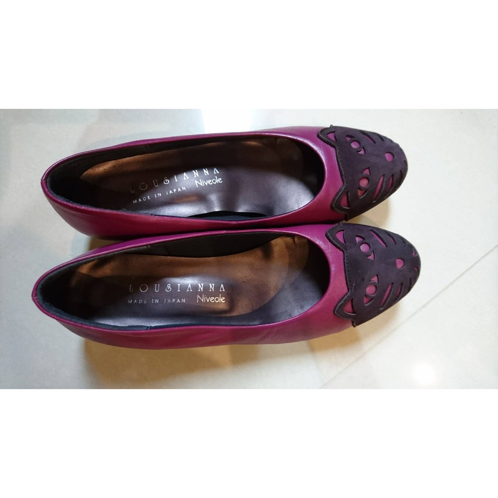 諾唯雅Niveole日本製紫色貓咪樣式低跟鞋（免運）