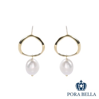 <Porabella>925純銀珍珠耳環 淡水珍珠輕奢氣質珍珠耳環 金色銀色穿洞式耳環 Pearl Earrings