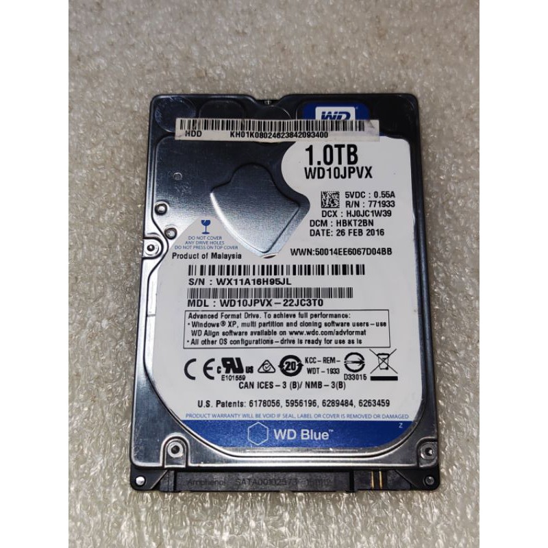 WD 1TB / 2.5吋 SATA III界面 / 16MB快取 / 無壞軌異聲