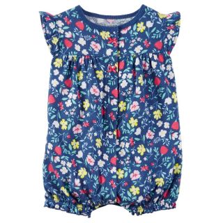 Carter's 卡特 12m/18m 藍色碎花 /花朵 短袖/無袖 連身衣