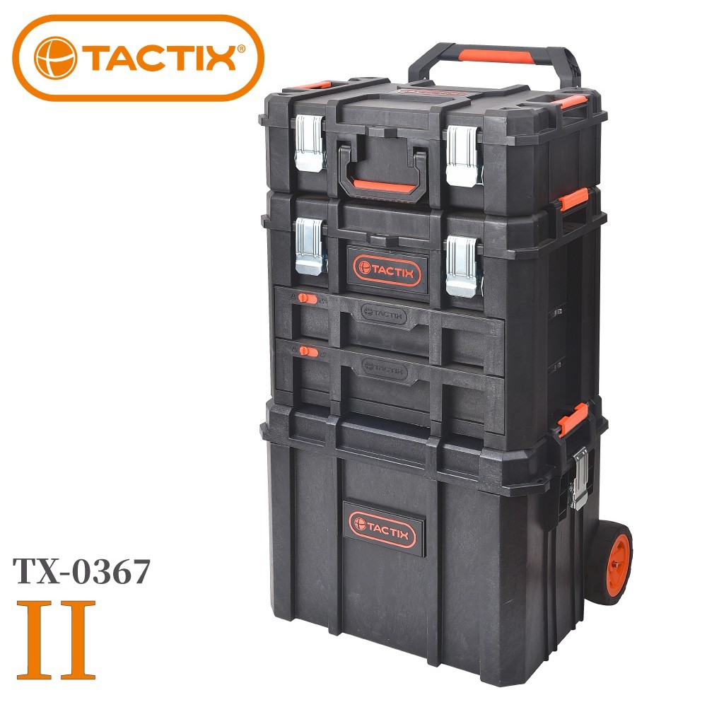 Tactix Tx 0367 移動工具箱工具推車可堆疊工具箱拉桿工具箱二代可分離式多用途重型套裝工具箱三件組 蝦皮購物