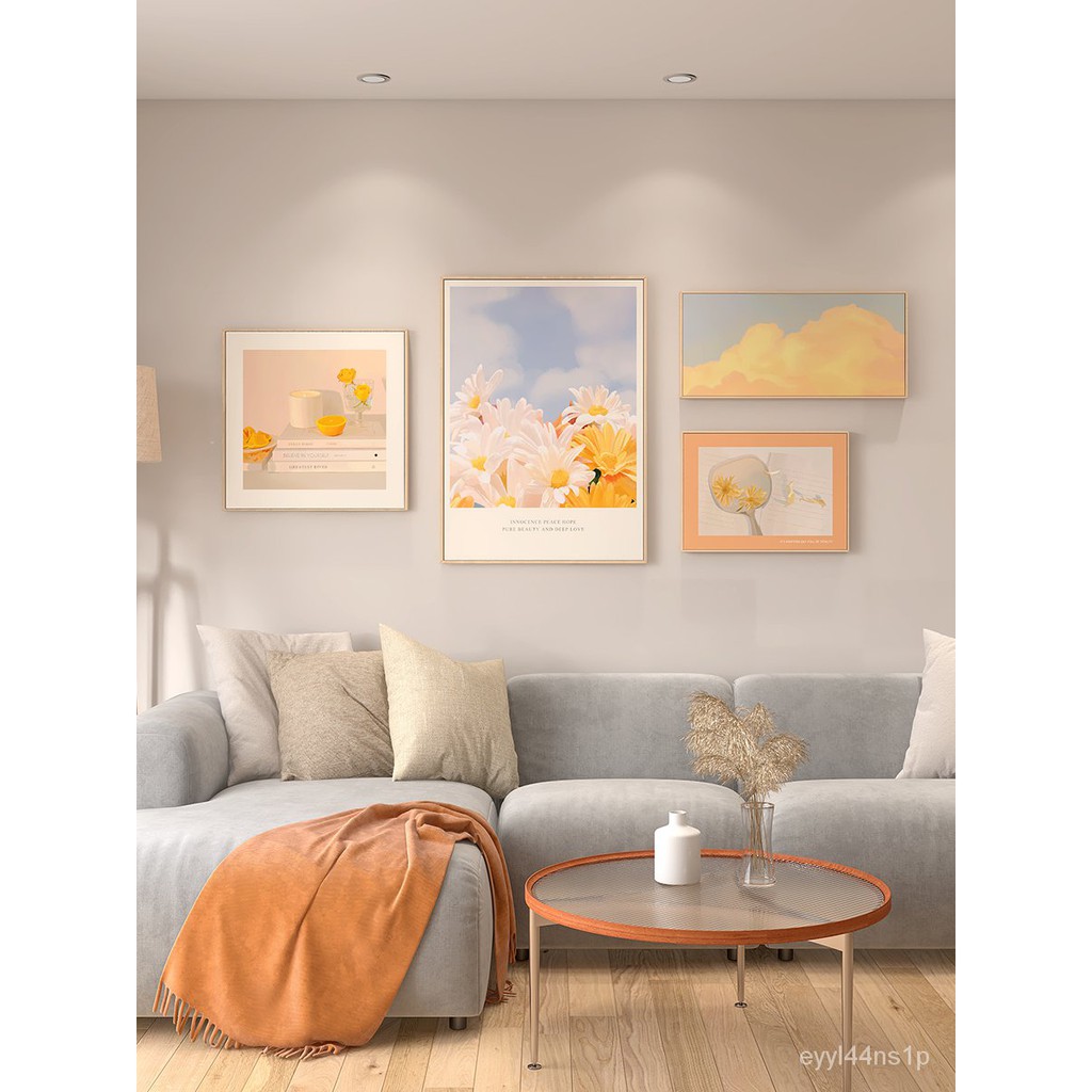 免運  新品  繪行畫品 北歐客廳裝飾畫沙發背景墻掛畫現代簡約風景組合壁畫