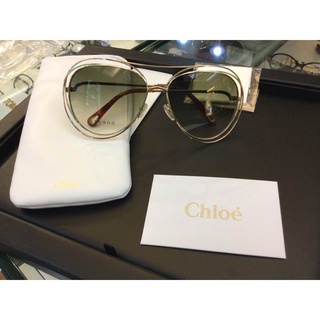 CHLOE 太陽眼鏡 - 淡金 CE134S搭配草綠色鏡片 Chloé 太陽眼鏡墨鏡 原廠授權公司貨附Chloe 眼鏡袋