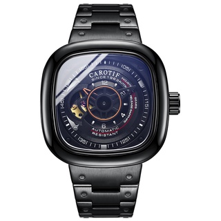 CAROTIF 卡羅蒂夫 1003G 抖音爆款手錶全自動機械表男錶鏤空鋼帶方形大錶盤腕錶