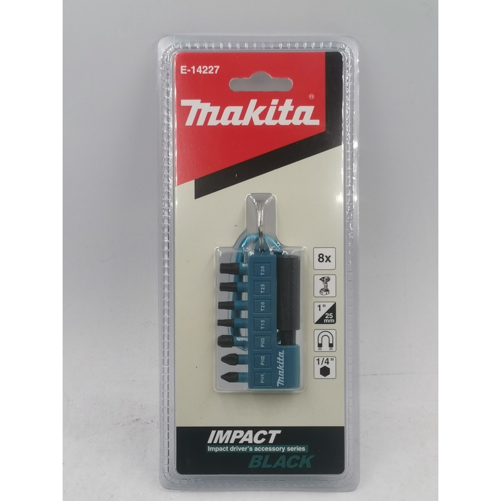 "台南工具好事多" 限期特價品 Makita 牧田 E-14227 黑色起子頭 8件組 六角柄 磁吸 批頭長25mm
