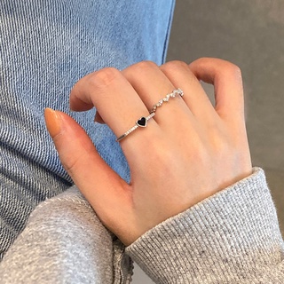 2pc Love Zircon Ring Female Design 個性簡約食指戒指